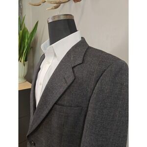 Bespoke 40R Gray Plaid Wool Blazer Mens 2 Button Sport Coat Made in USA M501